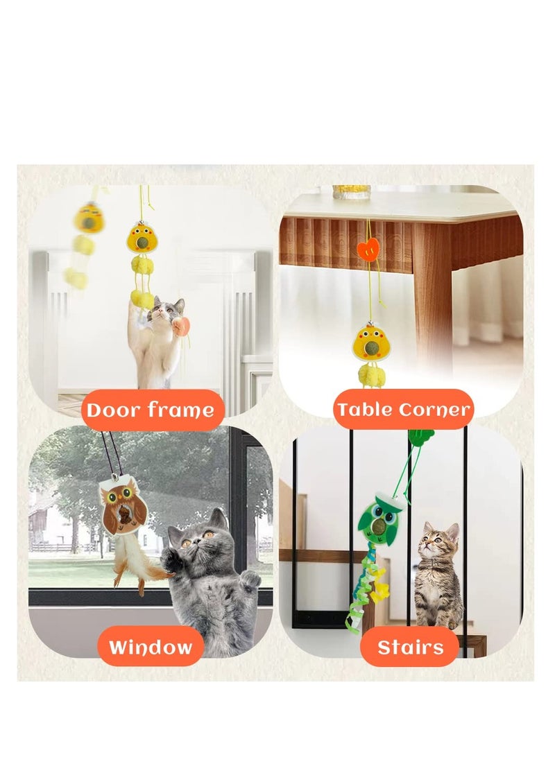 Barakah Hanging Cat Toy with Catnip Balls/Silvervine Gall Fruit for Teeth Cleaning, 4PCS Self-Play Retractable Cat Teaser Toy, Interactive Cat Toy for Indoor Cats… - Image 4
