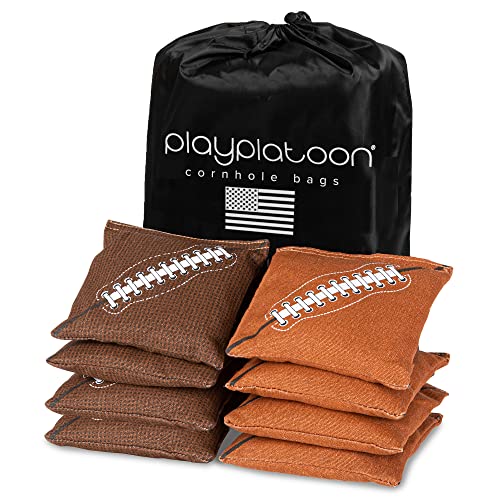 Play Platoon حقائب كورنهول مقاومة للطقس من بلاي بلاتون - مجموعة من 8 حقائب كورنهول تنظيمية - بني داكن وبني فاتح - قماش بطانيات متين للعبة الرمي، تشمل حقيبة حمل - Image 1