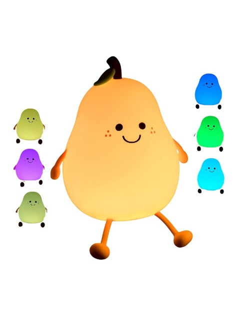 Rechargeable pear-shaped night lamp with 7 changing colors