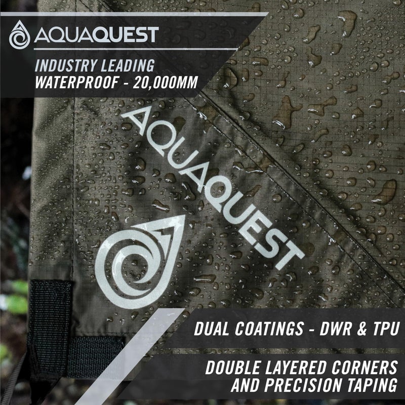 Aquaquest Defender Tarp - Heavy-Duty Waterproof (20,000 Mm) Seam-Taped Rain Fly For Camping, Bushcraft & Survival - 10  7 Olive Drab Kit - Image 2