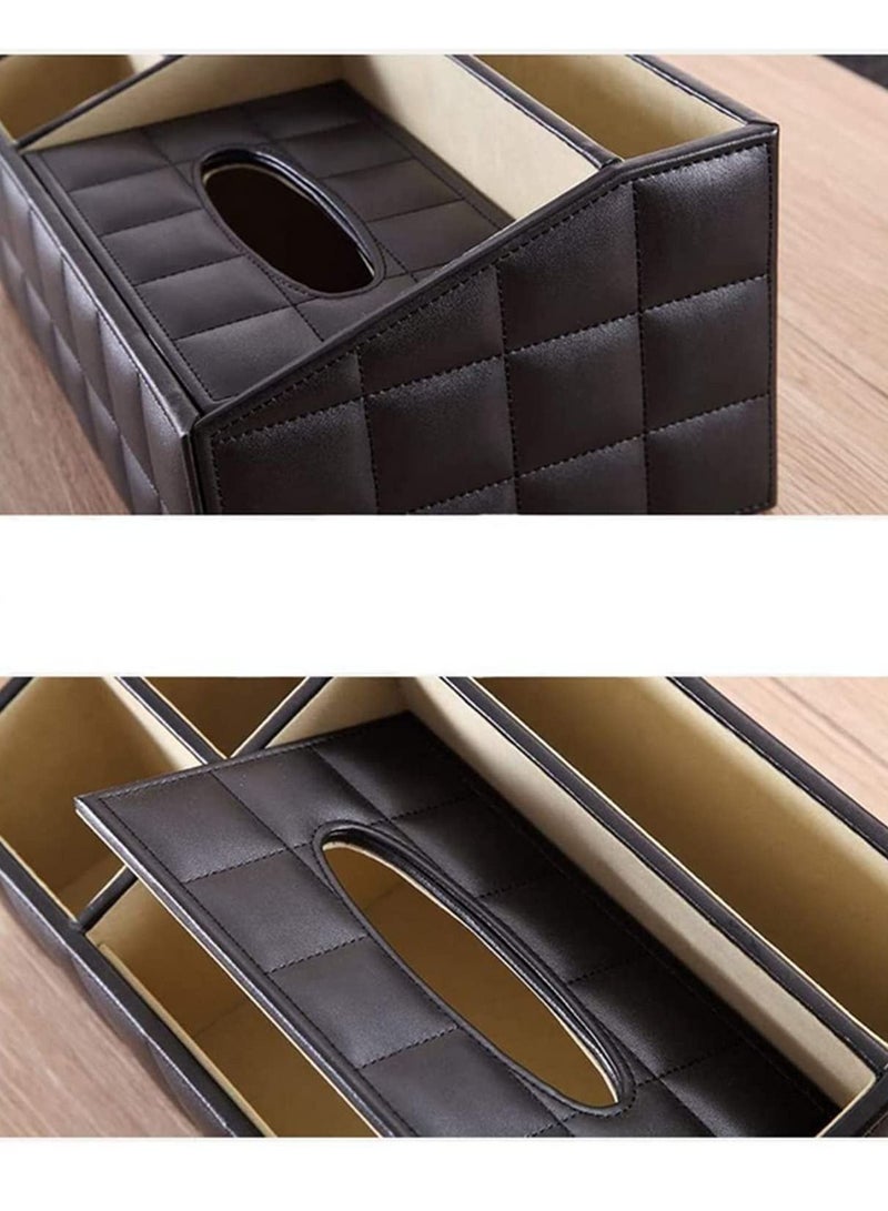 Multi Functional Tissue Box Napkin Case Holder Paper Rack PU Leather Remote Control Phone Pad Storage Boxes Desktop Organizer - Image 4
