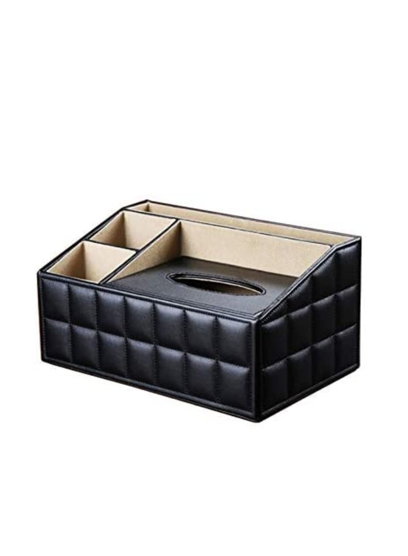 Multi Functional Tissue Box Napkin Case Holder Paper Rack PU Leather Remote Control Phone Pad Storage Boxes Desktop Organizer - Image 1