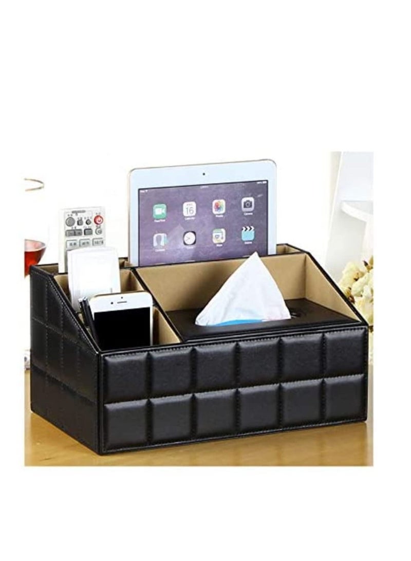 Multi Functional Tissue Box Napkin Case Holder Paper Rack PU Leather Remote Control Phone Pad Storage Boxes Desktop Organizer - Image 3