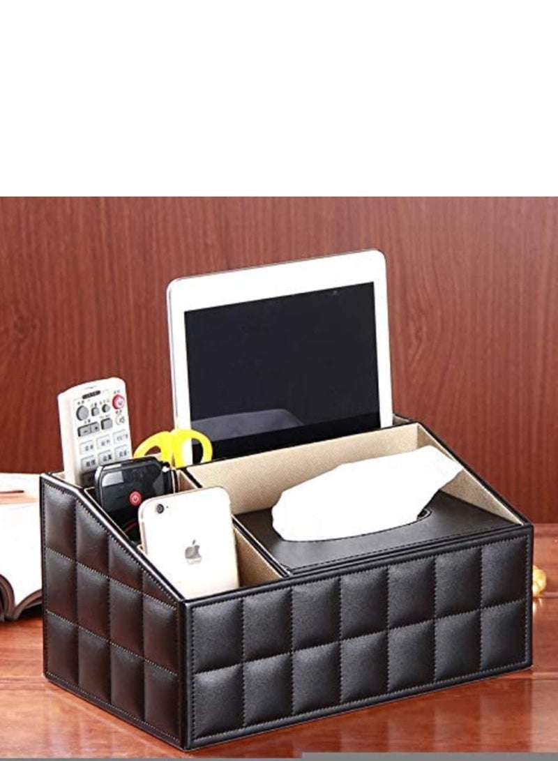 Multi Functional Tissue Box Napkin Case Holder Paper Rack PU Leather Remote Control Phone Pad Storage Boxes Desktop Organizer - Image 2