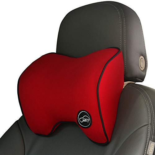 ICOMFYWAY Car Neck Support Pillow for Driving, Car Seat Headrest Pillow with Soft Memory Foam (Red) - Image 1