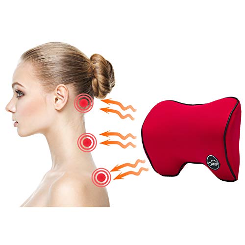 ICOMFYWAY Car Neck Support Pillow for Driving, Car Seat Headrest Pillow with Soft Memory Foam (Red) - Image 4