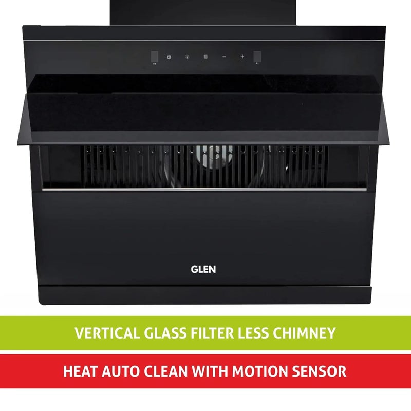 GLEN Glen Auto Clean Glass Filterless Chimney With Touch Controls With Motion Sensor Wave And Start 1200 M3H 60Cm 1 Year On Product 5 Year On Motor Black 6073SXAC60  - Image 4