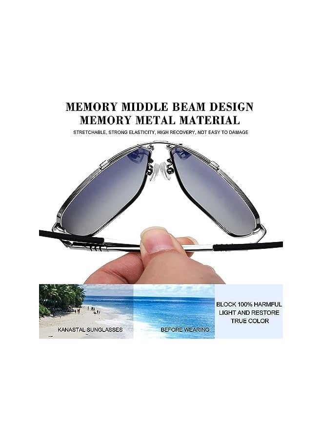 بروماس نظارات شمسية مستقطبة للرجال بإطار معدني نظارات شمسية للرجال بنمط عسكري وخفيفة الوزن وظلال عصرية للنساء والرجال في الهواء الطلق نظارات شمسية كبيرة للحماية من الأشعة فوق البنفسجية 400 - Image 3