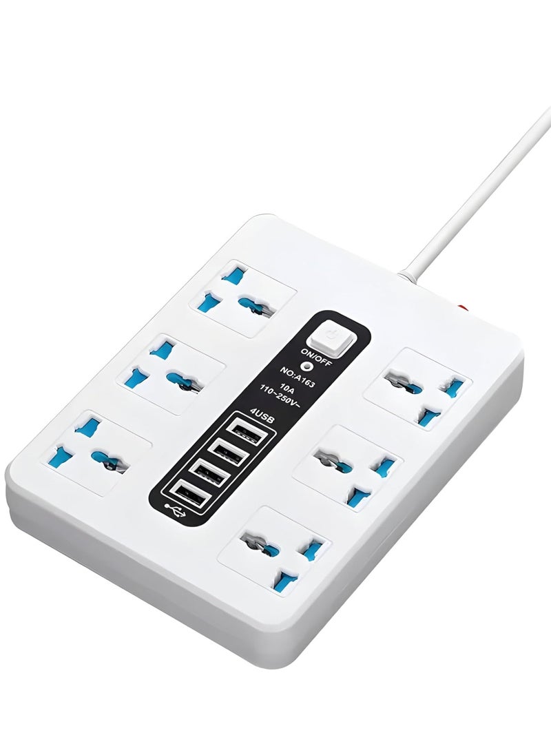 IMPERIUM - Extension, 8-Way Plug Extension Socket with 4 USB Slots, UK 3-Pin Power Strip, Heavy Duty Extension Cord, Universal Travel Adapter & Surge Protector for Home & Office (White) - Image 1