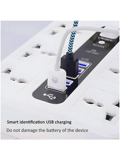 IMPERIUM Extension, 8-Way Plug Extension Socket with 4 USB Slots, UK 3-Pin Power Strip, Heavy Duty Extension Cord, Universal Travel Adapter & Surge Protector for Home & Office (White)  - Image 2