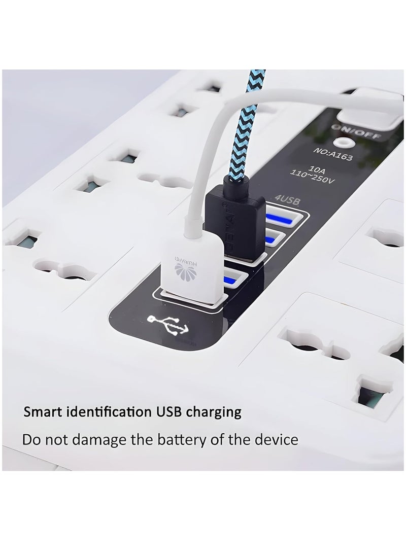 IMPERIUM - Extension, 8-Way Plug Extension Socket with 4 USB Slots, UK 3-Pin Power Strip, Heavy Duty Extension Cord, Universal Travel Adapter & Surge Protector for Home & Office (White) - Image 1