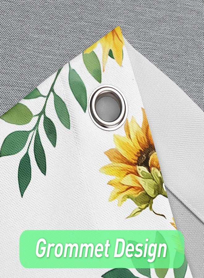 Roszwtit Spring Summer Shower Curtain, Hello Sunshine Cat Shower Curtains for Bathroom, Sunflower Home Decor Waterproof Fabric with Hooks 72x72 Inch - Image 3