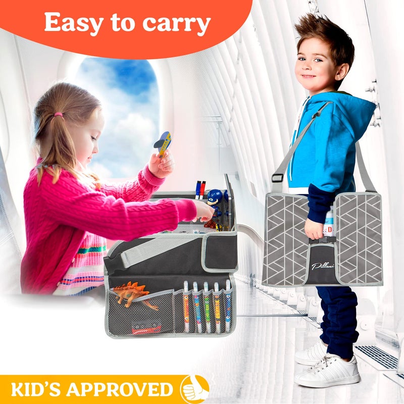 PILLANI Kids Travel Tray for Car - Car Seat Tray for Toddler - Road Trip Essentials Kids w/ iPad Holder Stand, Carseat Table Tray for Kids Road Trip Activities, Toddler Lap Desk Organizer for Airplane - Image 5
