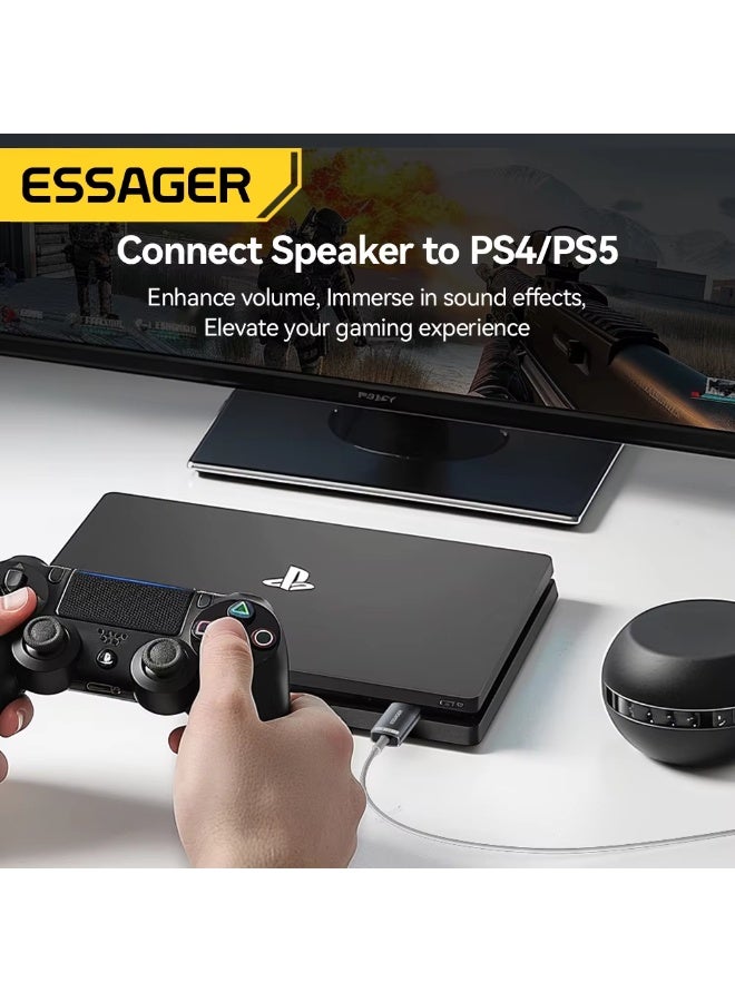 ايساجر بطاقة صوت خارجية صغيرة الحجم من Essager، تعمل بمنفذ USB، محول صوت ستيريو بواجهة 3.5 ملم لأجهزة PS4 وPS5 وSwitch والكمبيوتر المحمول وسماعات الرأس - Image 3