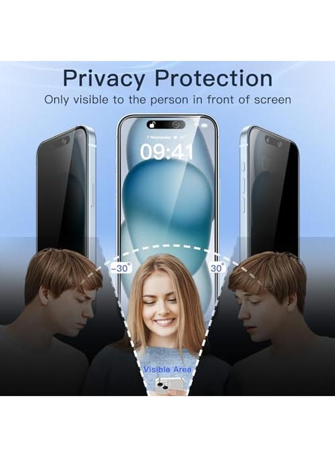 Jetech Privacy Screen Protector For Iphone 15 Plus 6.7 Inch With Camera Lens Protector Anti Spy Tempered Glass Film Easy Installation Tool 2 Pack Each - Image 4