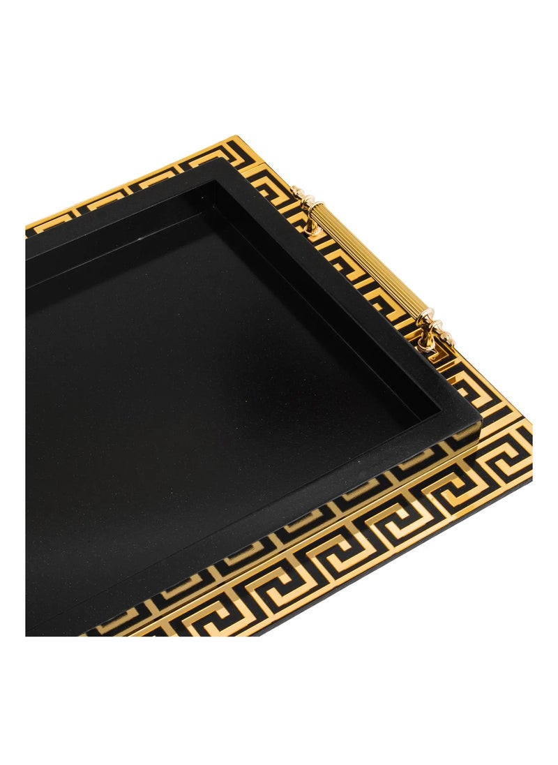Hic Wooden Serving Tray Black Color With Gold  - Image 3