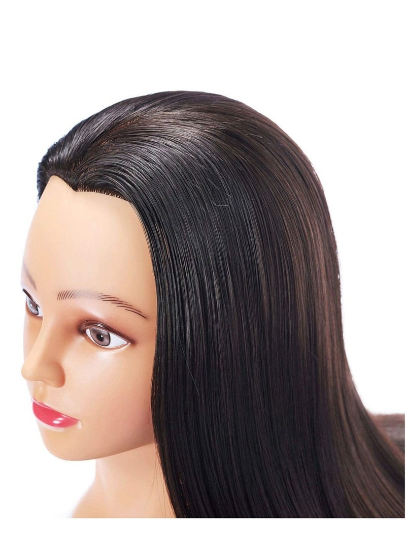 Estelle Mannequin Head Hair Styling Training Head Manikin Cosmetology Doll Head Synthetic Fiber Hair and Free Clamp Holder Black 02  - Image 4