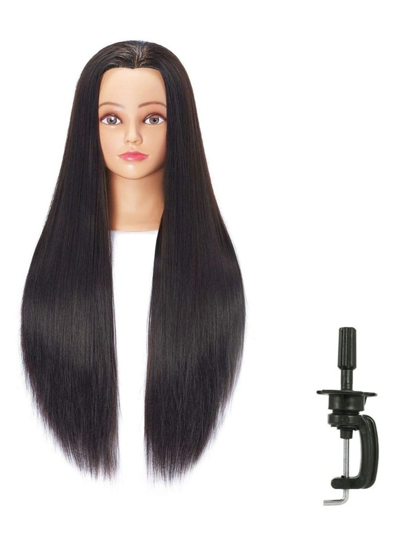 Estelle Mannequin Head Hair Styling Training Head Manikin Cosmetology Doll Head Synthetic Fiber Hair and Free Clamp Holder Black 02  - Image 2