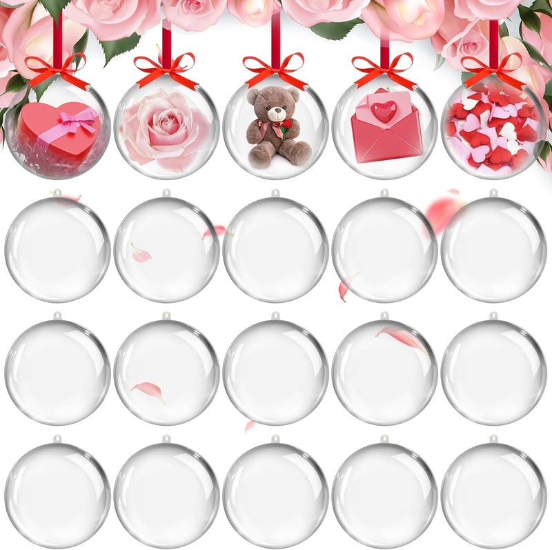 Khazna Transparent Fillable Ornament,20 Pack Valentine's Day Clear Ornaments for Crafts,Transparent DIY Fillable Acrylic Crafts for Romantic Tree Decor,Wedding,Party and Home Decoration - Image 1