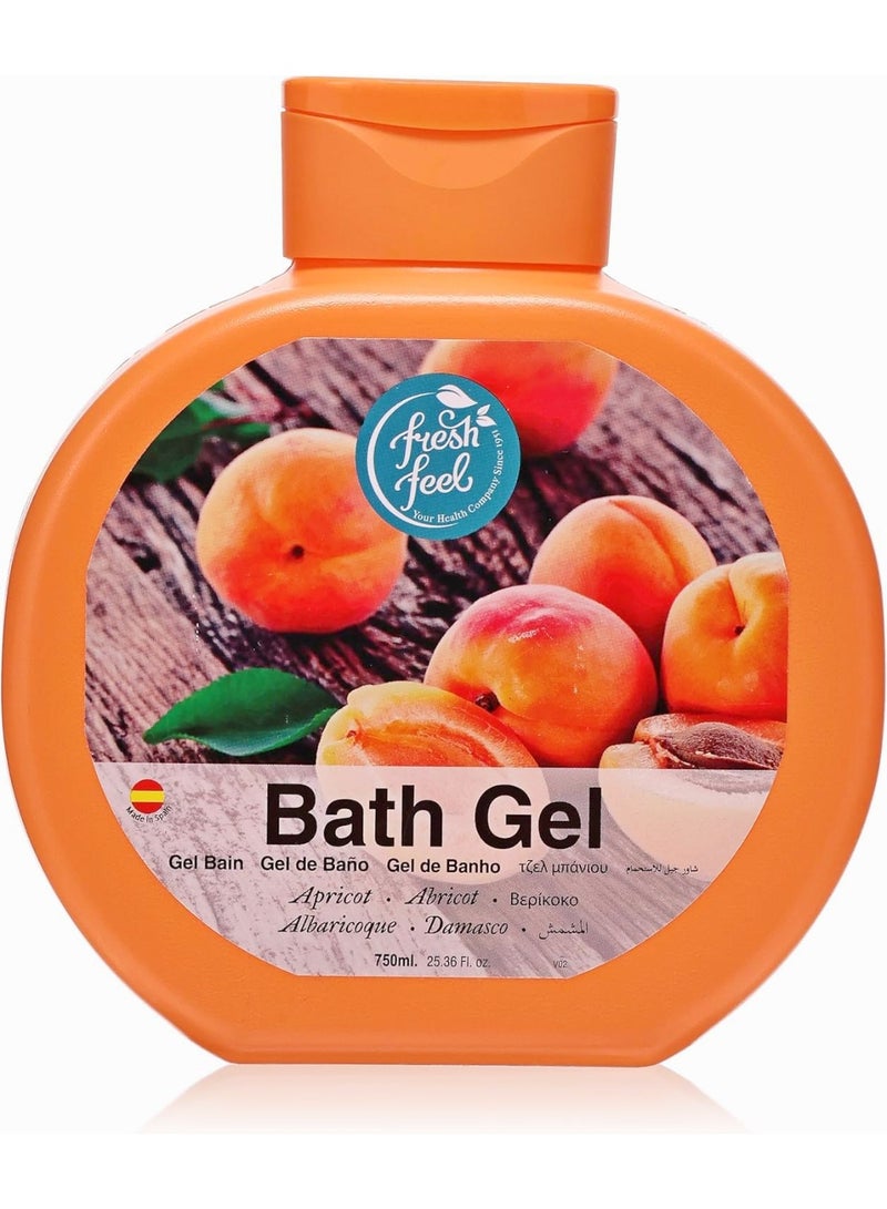 FRESH FEEL Apricot Bath Gel Body Cleanser Sweet Apricot Refreshing Body Wash Refreshing & Moisturising 750 ML - Image 1