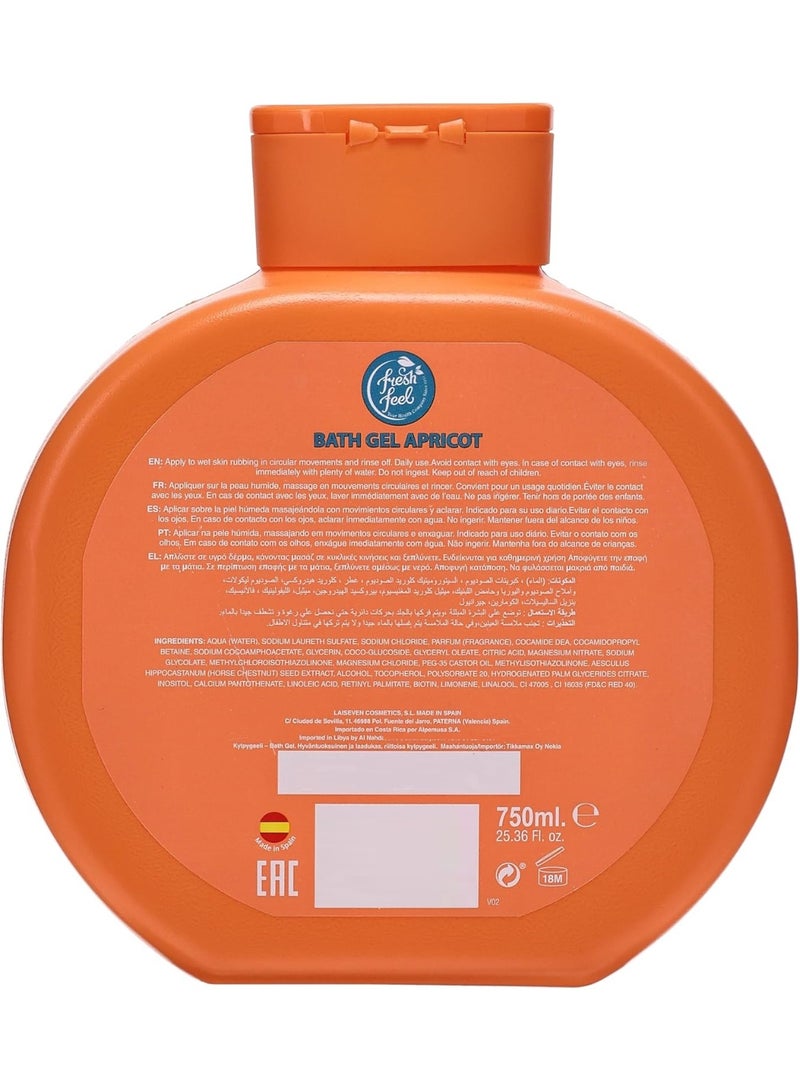 FRESH FEEL Apricot Bath Gel Body Cleanser Sweet Apricot Refreshing Body Wash Refreshing & Moisturising 750 ML - Image 2
