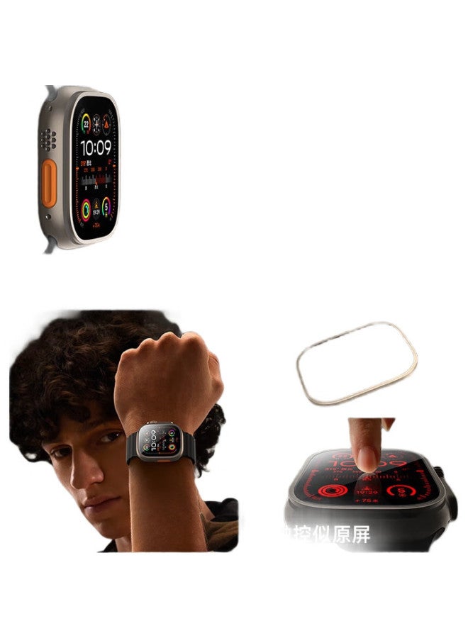 WP [Usa] Compatible With Apple Watch Protective Film, Apple Iwatch Ultra 2/1 Titanium Alloy Frame Full Coverage Tempered Glass Film, High-Definition Ultra-Clear Film [49Mm] - Image 2