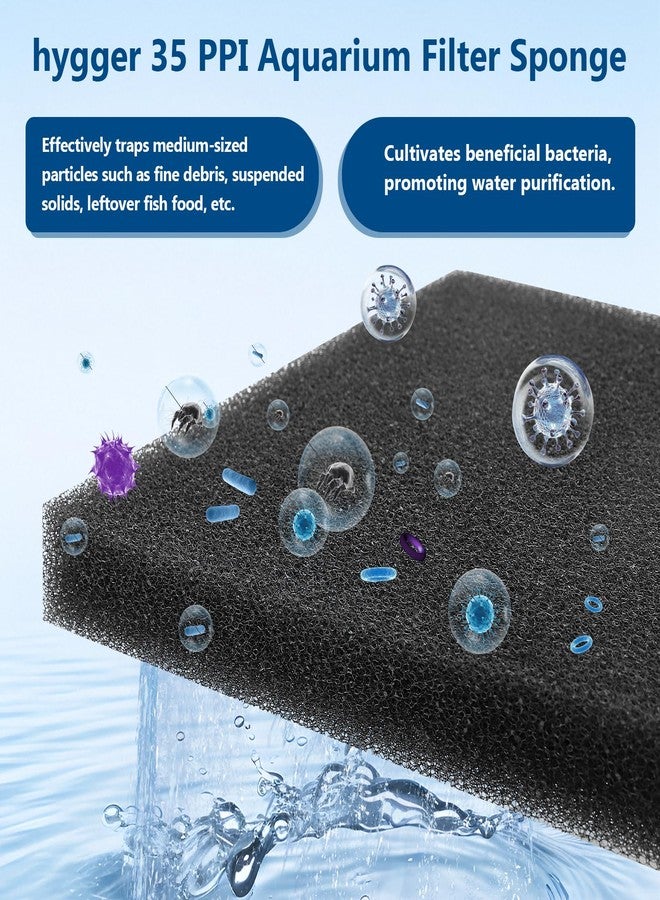 هايغر وسادة ترشيح إسفنجية لحوض السمك من هيجر، إسفنجات رغوية لفلترة المياه، ورقة رغوية مفتوحة الخلايا قابلة للقص حسب المقاس لأحواض الأسماك والبرك، صغير (عبوة من 4 قطع 5.9 * 3.9 * 1 بوصة) - Image 2