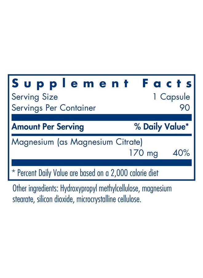 Allergy Research Group - Magnesium Citrate 170 Mg 90 Capsules - Image 1