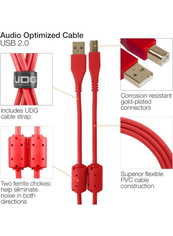UDG Ultimate Audio Cable USB 2.0 A-B, Red, Straight, 3 m - Image 2