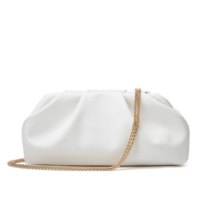 Women's Small Square Cloud Fold Clutch Bag with Chain Strap, PU Leather - Image 3