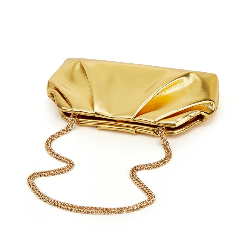 Women's Small Square Cloud Fold Clutch Bag with Chain Strap, PU Leather - Image 2