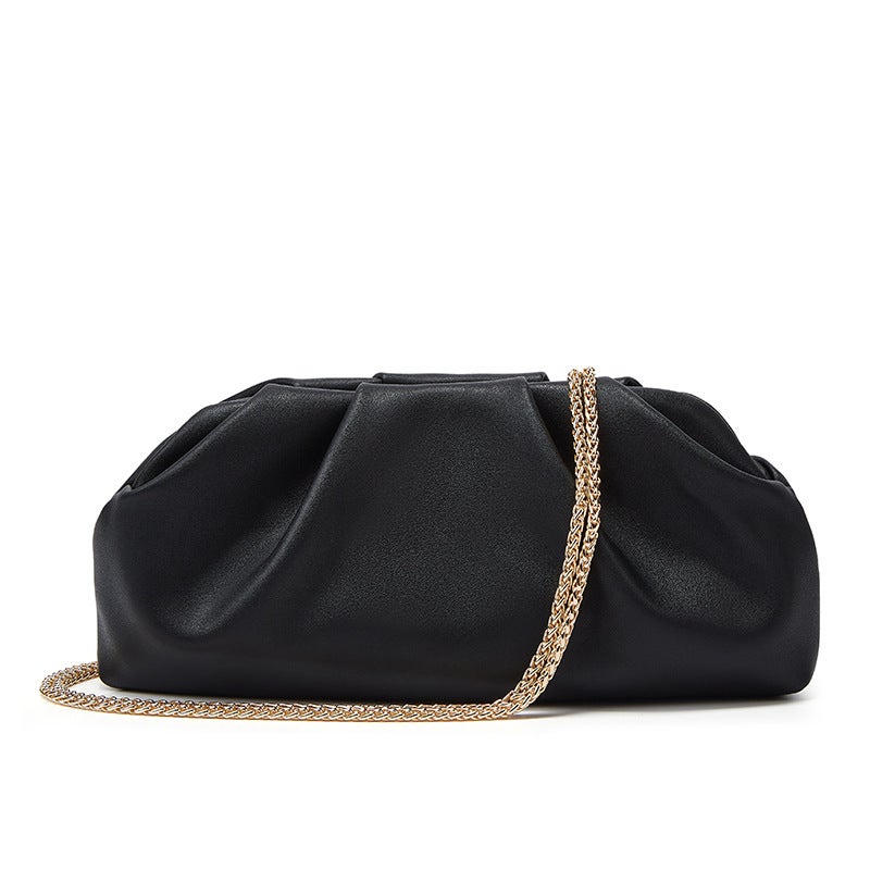 Women's Small Square Cloud Fold Clutch Bag with Chain Strap, PU Leather - Image 5