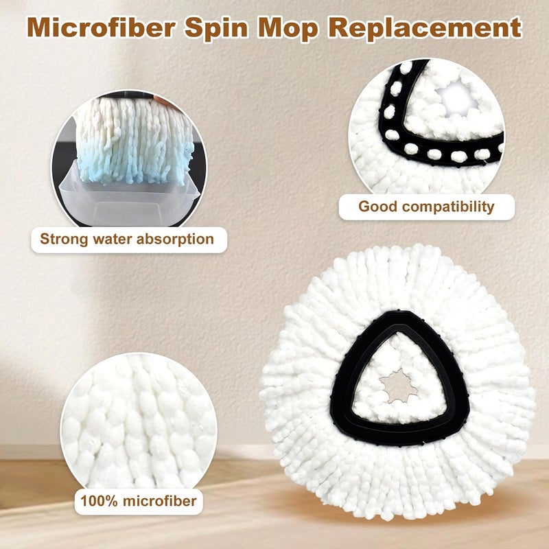 Heuihm Mop Heads Replacements for O Cedar EasyWring 1 Tank,Spin Mop Replace Heads for OCedar,Includes 3 Microfiber Mop Refills,1 Upgrade Scrubber Brushes and 1 Base for Deep Cleaning Machine Washable - Image 4