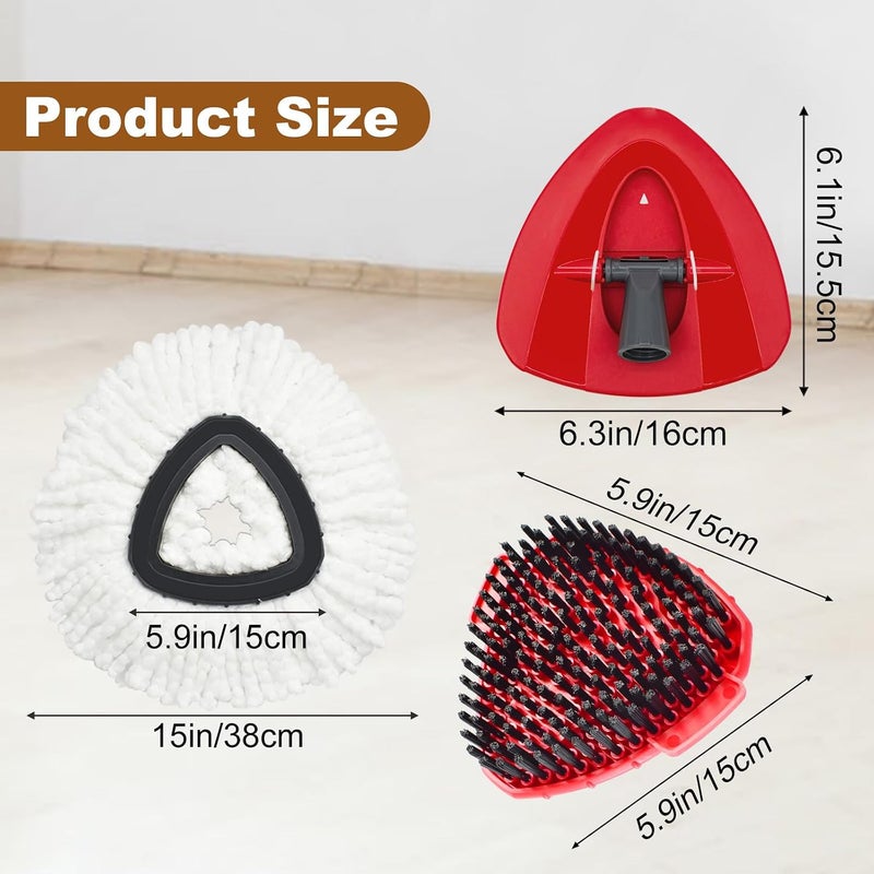 Heuihm Mop Heads Replacements for O Cedar EasyWring 1 Tank,Spin Mop Replace Heads for OCedar,Includes 3 Microfiber Mop Refills,1 Upgrade Scrubber Brushes and 1 Base for Deep Cleaning Machine Washable - Image 3