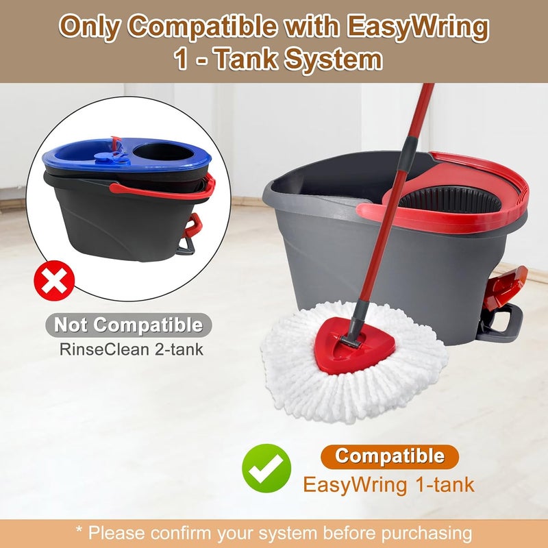 Heuihm Mop Heads Replacements for O Cedar EasyWring 1 Tank,Spin Mop Replace Heads for OCedar,Includes 3 Microfiber Mop Refills,1 Upgrade Scrubber Brushes and 1 Base for Deep Cleaning Machine Washable - Image 2