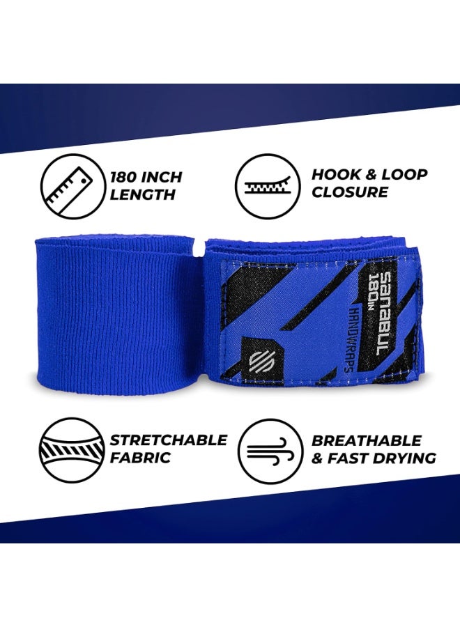 Sanabul  Elastic Professional 180 inch Handwraps for Boxing Kickboxing Muay Thai MMA (Blue, 180 inch) - Image 3