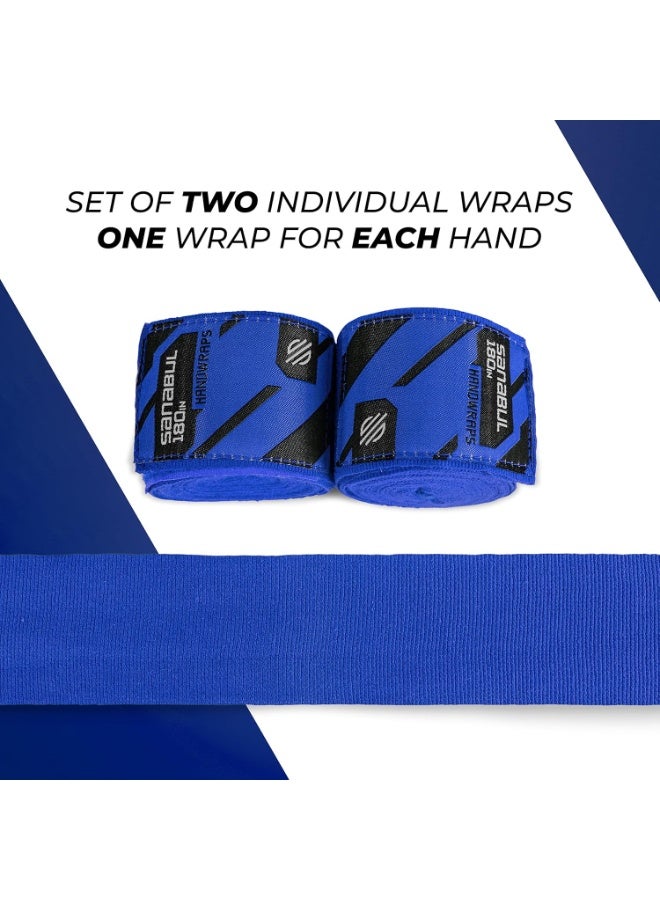 Sanabul  Elastic Professional 180 inch Handwraps for Boxing Kickboxing Muay Thai MMA (Blue, 180 inch) - Image 2
