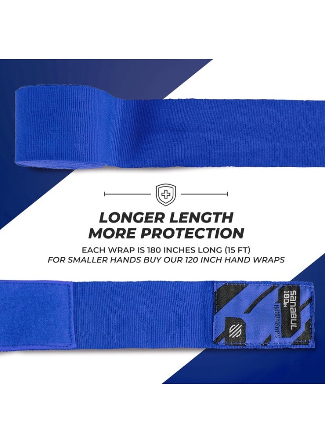 Sanabul  Elastic Professional 180 inch Handwraps for Boxing Kickboxing Muay Thai MMA (Blue, 180 inch) - Image 4