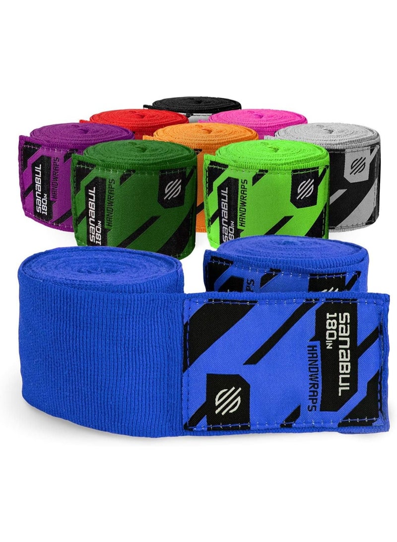 Sanabul  Elastic Professional 180 inch Handwraps for Boxing Kickboxing Muay Thai MMA (Blue, 180 inch) - Image 1