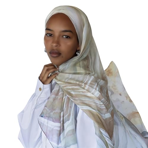 ZGMYC Women's Watercolor Floral Print Hijab Scarf Soft Modal Cotton Muslim Head Wraps Shawls Fahion Islamic Instant Hijab - Image 3