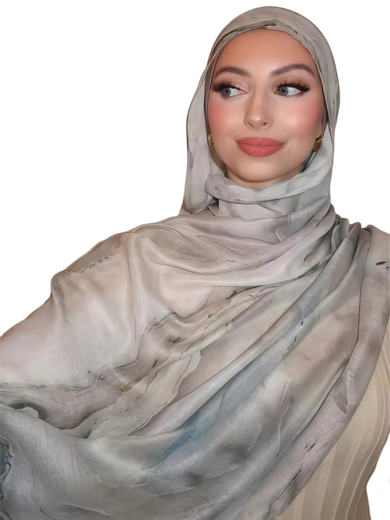 ZGMYC Women's Watercolor Floral Print Hijab Scarf Soft Modal Cotton Muslim Head Wraps Shawls Fahion Islamic Instant Hijab - Image 1