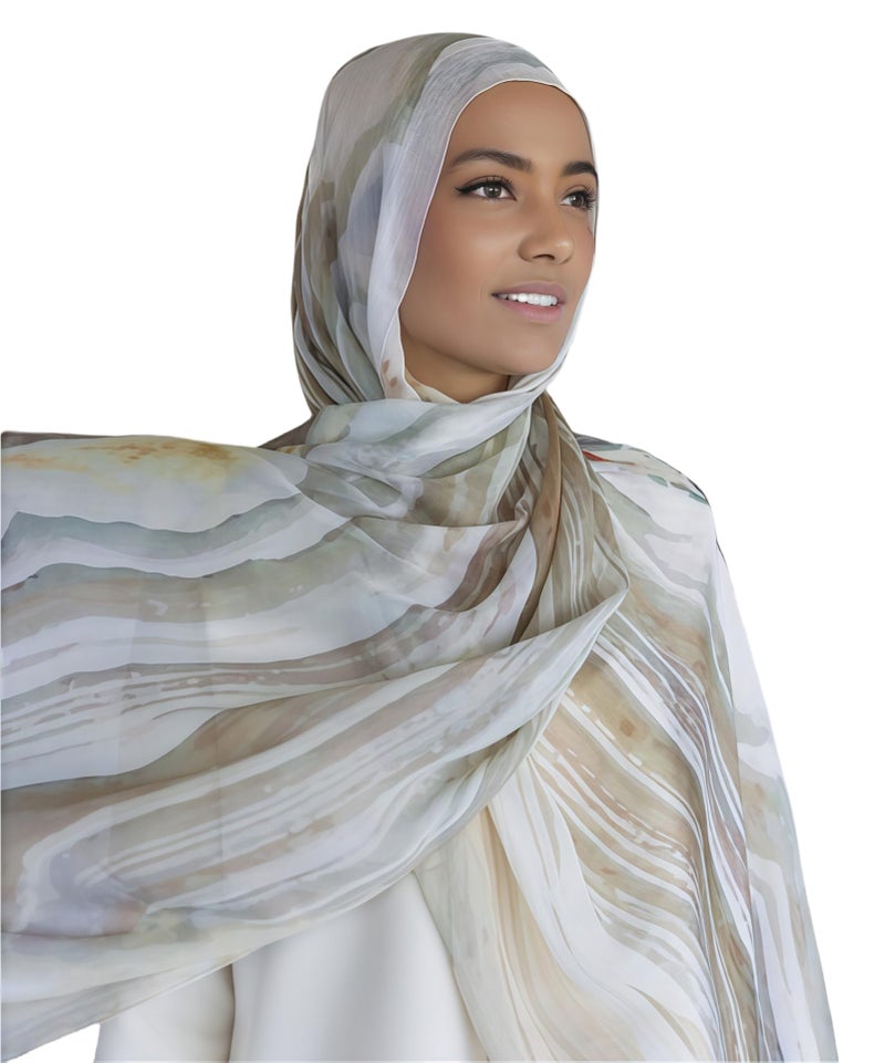 ZGMYC Women's Watercolor Floral Print Hijab Scarf Soft Modal Cotton Muslim Head Wraps Shawls Fahion Islamic Instant Hijab - Image 4