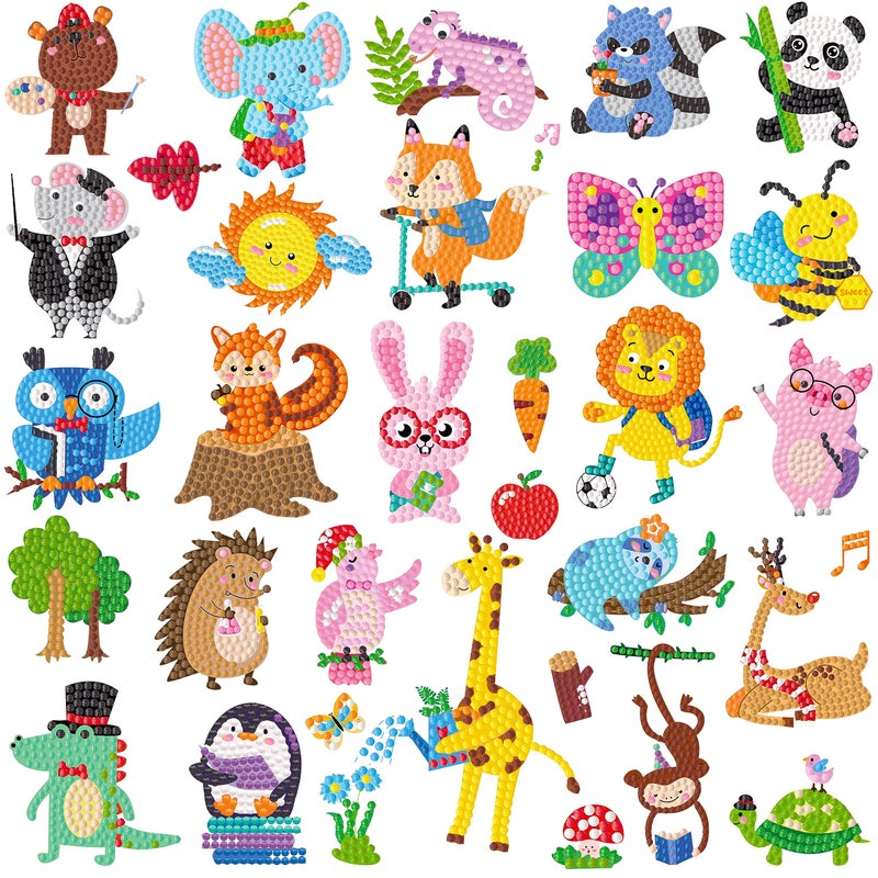 Labeol Diamond Art Kits for Kids Boys and Girls Ages 681012 Easy to DIY Creative Diamond Art Sticker Craft by Numbers Kits for Kids and Adult Beginners Cute Animals - Image 2