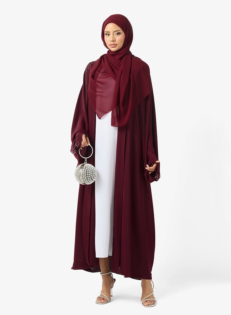 hayas closet Embellished Cape Sleeve Abaya - Image 3