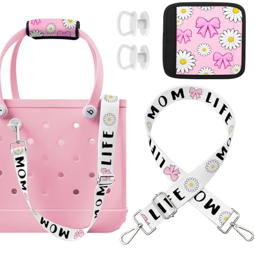 XYFuuee Strap Wrap for Bogg Bag Accessories, Adjustable Crossbody Shoulder Long Replacement Straps, Universal Beach Tote Bag Attachment with Neoprene Handle Cover Protector, Momlife - Image 1