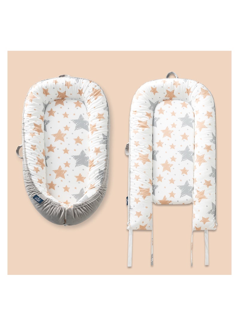 Little Story Soft Breathable Fiberfill Newborn Lounger Bed - Galaxy Grey - Image 2