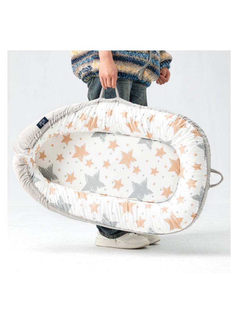 Little Story Soft Breathable Fiberfill Newborn Lounger Bed - Galaxy Grey - Image 5