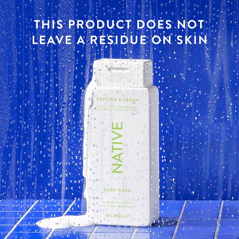 Native Body Wash Contains Naturally Derived Ingredients For Women Men Sulfate Paraben Dye Free Leaving Skin Soft and Hydrating Key Lime Sugar 18 oz 2 Pk - Image 5