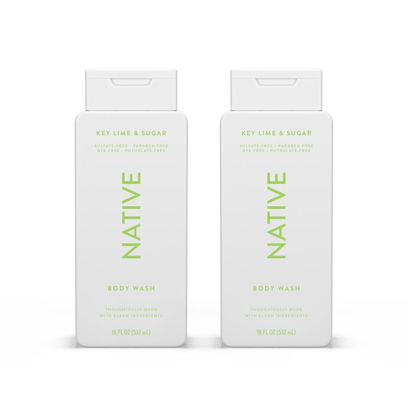 Native Body Wash Contains Naturally Derived Ingredients For Women Men Sulfate Paraben Dye Free Leaving Skin Soft and Hydrating Key Lime Sugar 18 oz 2 Pk - Image 1