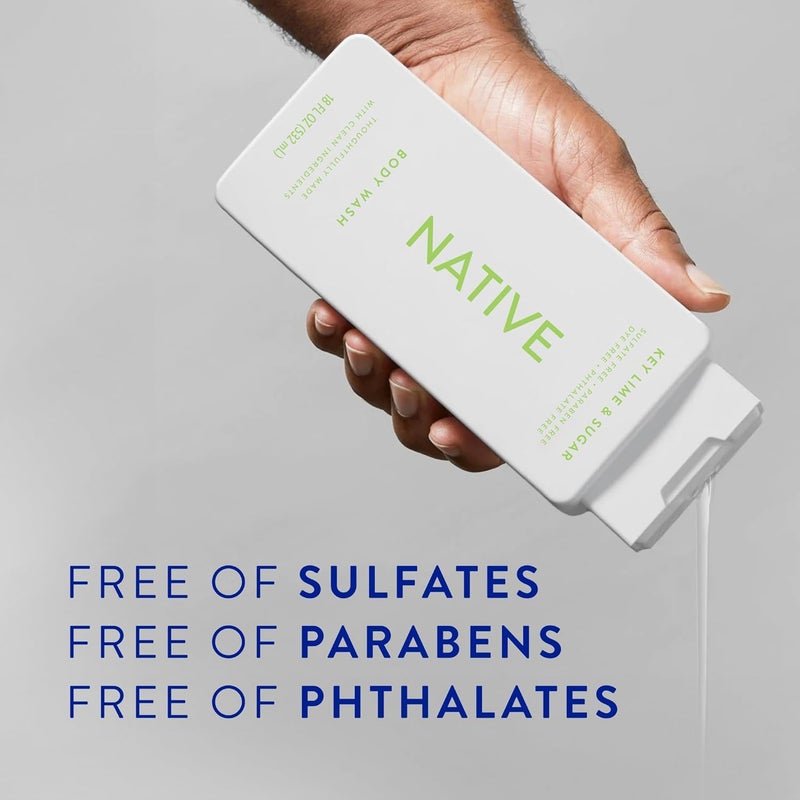 Native Body Wash Contains Naturally Derived Ingredients For Women Men Sulfate Paraben Dye Free Leaving Skin Soft and Hydrating Key Lime Sugar 18 oz 2 Pk - Image 3